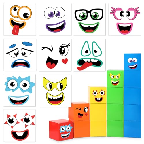 Frienda 20 Pcs Number Birthday Party Decoration Stickers Blocks Themed Blocks Face PVC Stickers Adhesive in 10 Designs for Decoration Birthday Party Supplies - Image 1