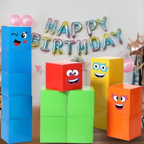 Frienda 20 Pcs Number Birthday Party Decoration Stickers Blocks Themed Blocks Face PVC Stickers Adhesive in 10 Designs for Decoration Birthday Party Supplies - Image 5
