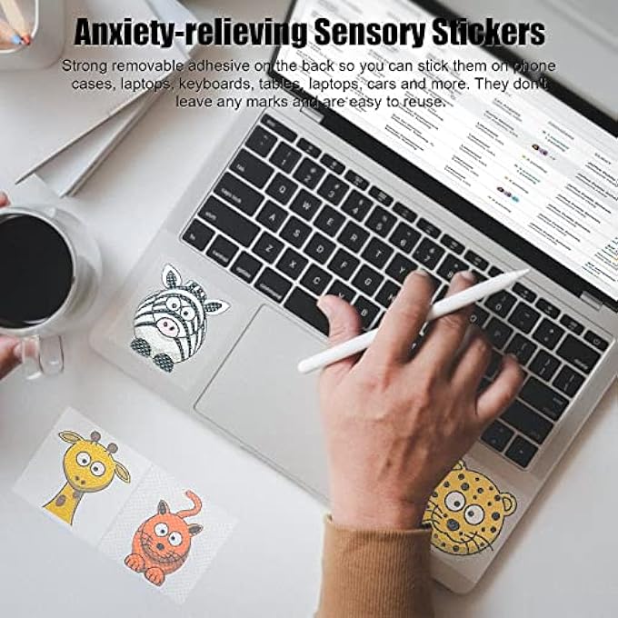 TBTFW 30PCS Calm Sensory Strips Adhesives Stickers, Cute Animal Calming Stickers Gentle Texture, Calm Stress Translucent Textured Tactile Rough Sensory Stickers, Anti Stress Anxiety Sensory Stickers - Image 5