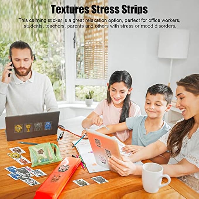 TBTFW 30PCS Calm Sensory Strips Adhesives Stickers, Cute Animal Calming Stickers Gentle Texture, Calm Stress Translucent Textured Tactile Rough Sensory Stickers, Anti Stress Anxiety Sensory Stickers - Image 3
