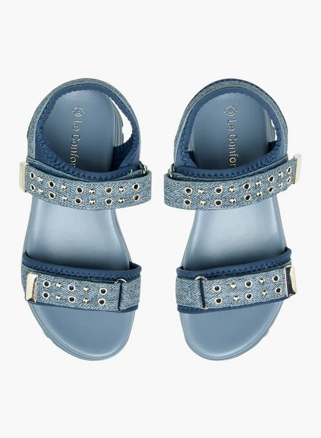 Le Confort Rivet Embellished Sandals with Hook and Loop Closure