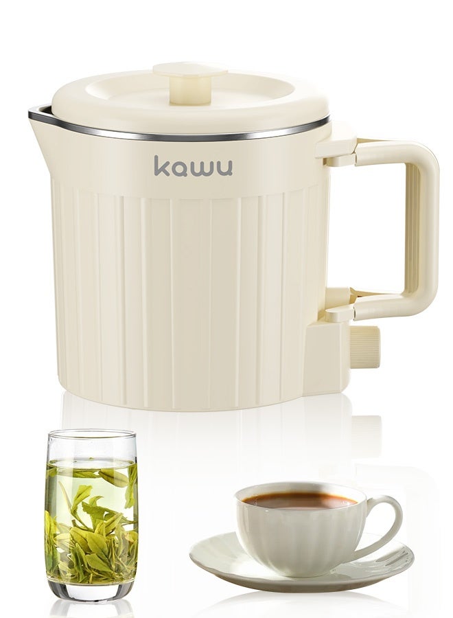 Kawu Foldable Small Electric Kettle, 800ml Portable Tea Kettle - Mini Electric Cooker for Light Cooking, 304 Stainless Steel Water Boiler with Storage Bag for Home, Travel, Camping, RV - Image 1