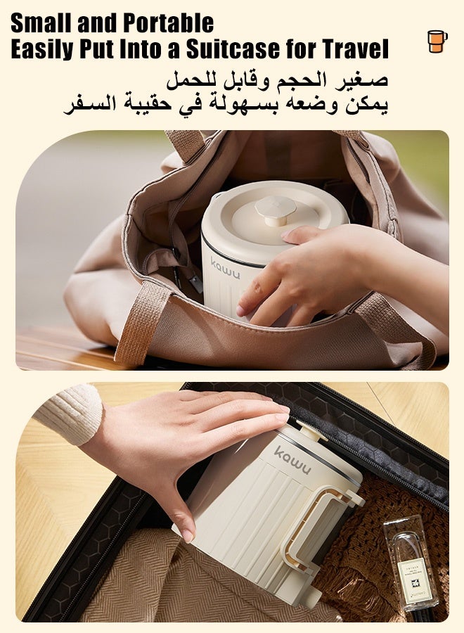 Kawu Foldable Small Electric Kettle, 800ml Portable Tea Kettle - Mini Electric Cooker for Light Cooking, 304 Stainless Steel Water Boiler with Storage Bag for Home, Travel, Camping, RV - Image 2