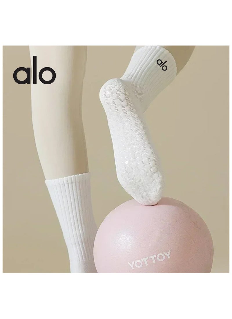 alo - alo Yoga socks middle tube non-slip cotton socks Indoor dance fitness professional non-slip yoga Pilates stockings 3 pieces - Image 1