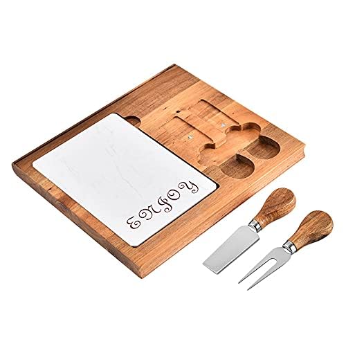 Iktu Mini Small Cheese Board and Knife Set, Charcuterie Platter & Serving Tray for Wine, Crackers, Brie and Meat for Home,Picnic,Restaurant, Cafe Use (Dimension: 25 x 23 x 1.5cm) - Image 5