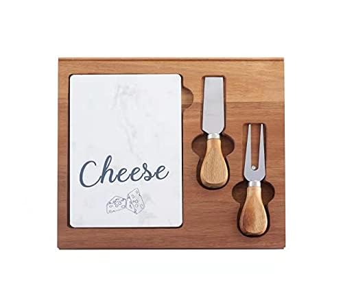 Iktu Mini Small Cheese Board and Knife Set, Charcuterie Platter & Serving Tray for Wine, Crackers, Brie and Meat for Home,Picnic,Restaurant, Cafe Use (Dimension: 25 x 23 x 1.5cm) - Image 1
