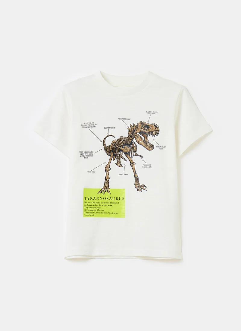 Ovs Cotton T-shirt with dinosaur print