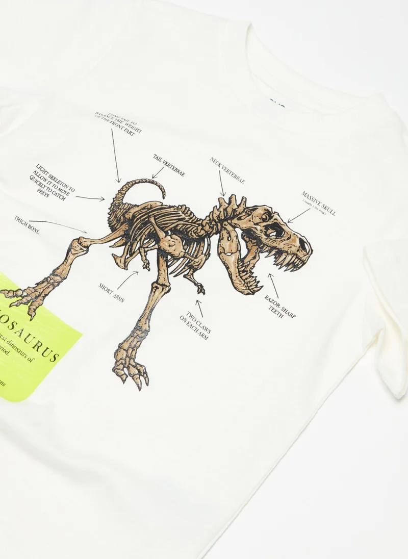Ovs Cotton T-shirt with dinosaur print