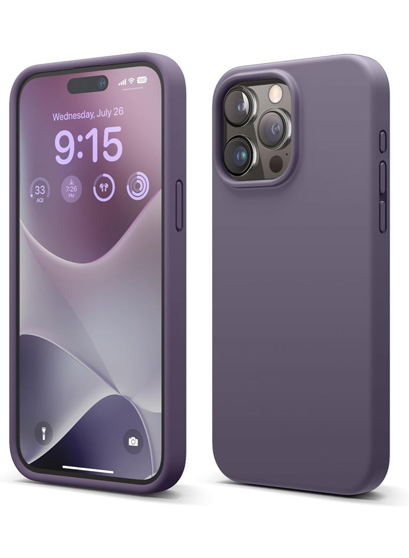 Elago Liquid Silicone for iPhone 15 PRO Case Cover Full Body Protection, Shockproof, Slim, Anti-Scratch Soft Microfiber Lining - Deep Lavender - Image 1