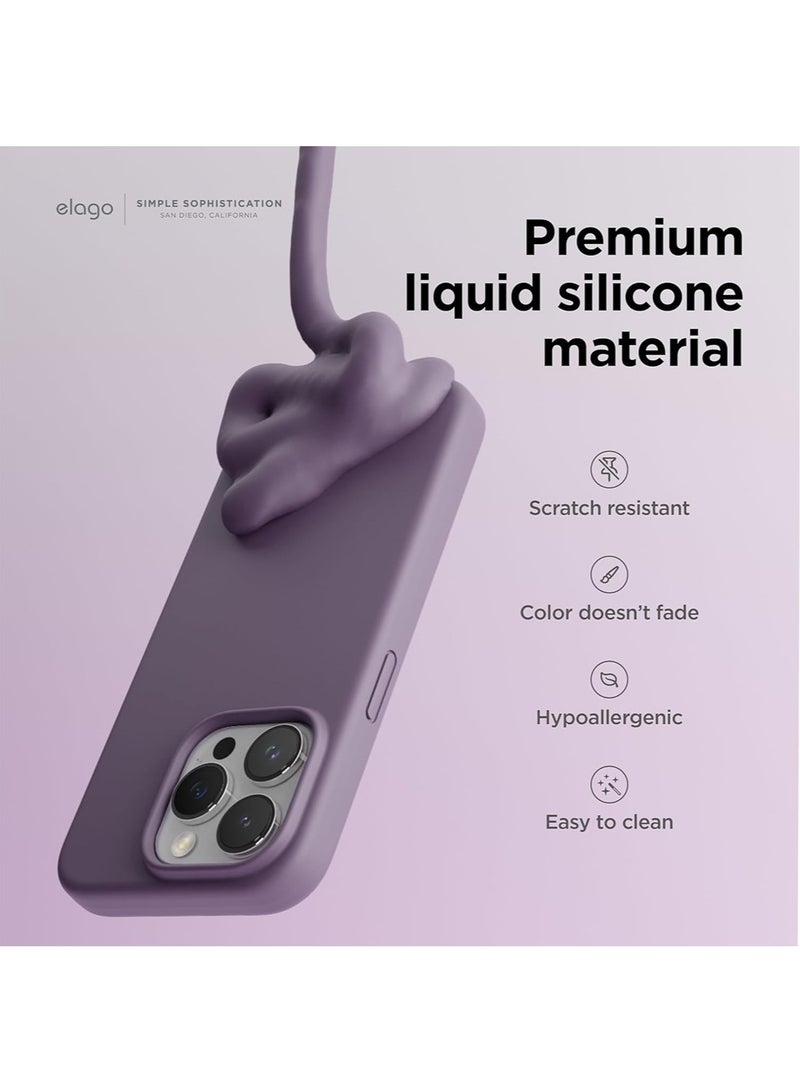 Elago Liquid Silicone for iPhone 15 PRO Case Cover Full Body Protection, Shockproof, Slim, Anti-Scratch Soft Microfiber Lining - Deep Lavender - Image 2