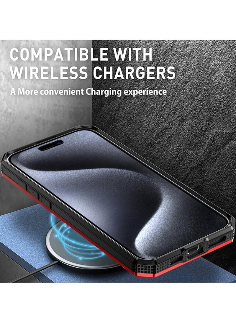 GOLDEN MASK GOLDEN MASK For iPhone 14 Pro Max Armored II Series Mag-Safe Magnetic Holder Phone Case (Red) - Image 5