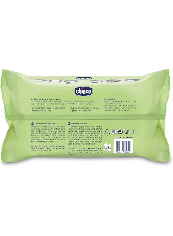 شيكو مناديل مبللة للأطفال للتنظيف الناعم من شيكو، 72 قطعة، عبوة فليبتوب - Image 2