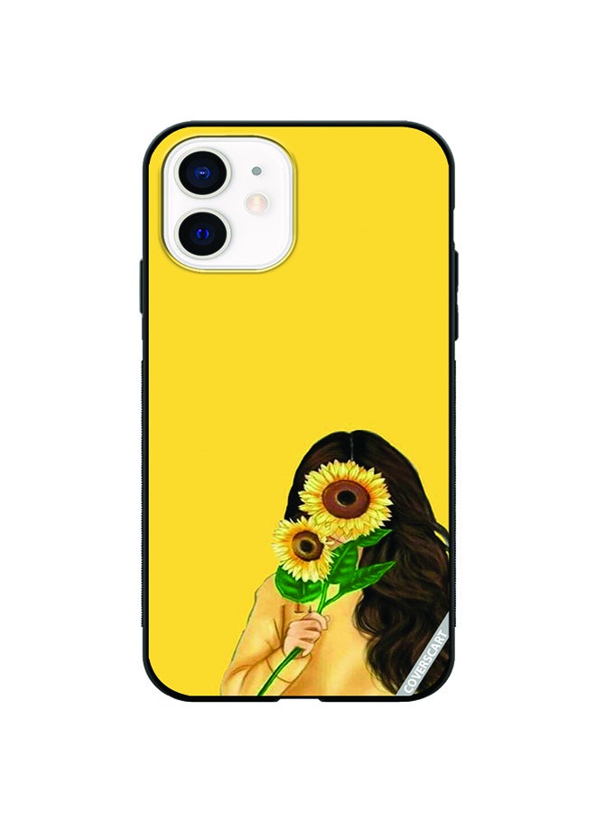 COVERSCART Protective Case Cover For Apple iPhone 12 Mini Girl With Sunflower Design Multicolour