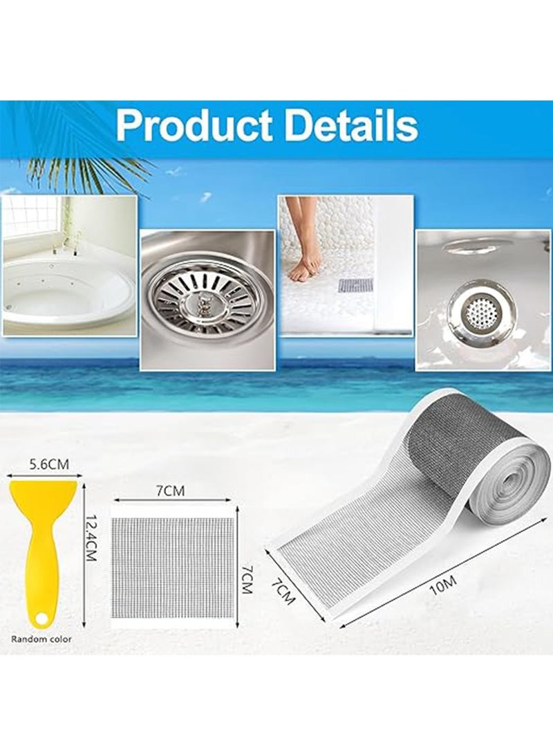 Self-Adhesive Hair Anti-Clogging Filter Sticker Disposable Shower Drain Stoppers,Cutable Drain Catcher Anti-Clogging Filter Sticker,Shower Drain Adapter Hair Stopper,Drain Cover to Catch Hair for Kitchen Bathroom Floor - Image 4