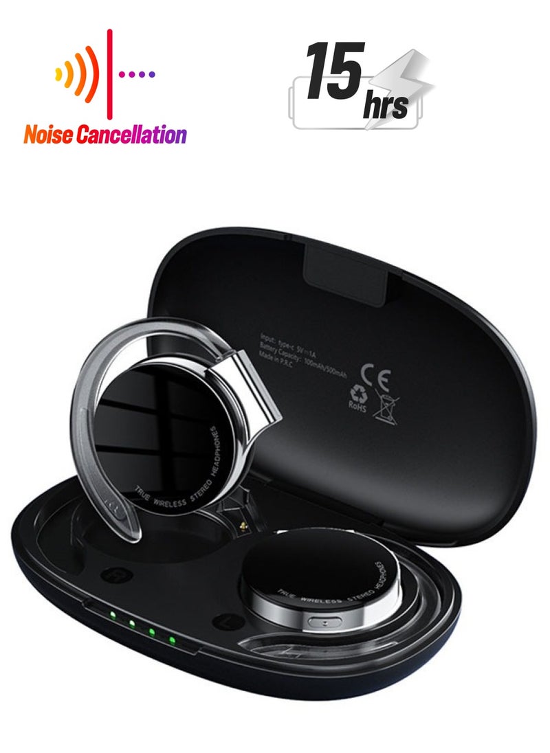 Generic On-Ear Bluetooth Headset V5.2, Noise Cancelling With 4 Microphones, Long Battery Life Sport Style, - Black  - Image 1