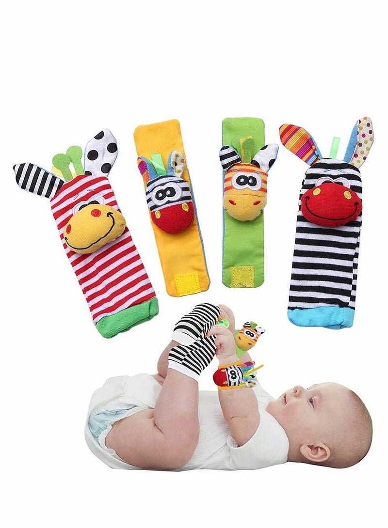 Y&D Baby Socks Wrist Toys, Animal Rattles Educational and Foot Finder Developmental Early Education Toy Set Gifts for Newborn Girls Boys 0 to 3 Years Old (4 PCS)  - Image 2