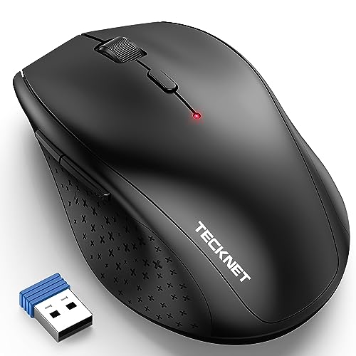 TECKNET ماوس لاسلكي TECKNET، ماوس كمبيوتر USB 2.4G مع 6 مستويات قابلة للتعديل 4800 DPI، نقرة صامتة هادئة، عمر بطارية 30 شهر، مقبض مريح، 6 أزرار محمولة للكمبيوتر الشخصي، Chromebook، Mac - Image 1