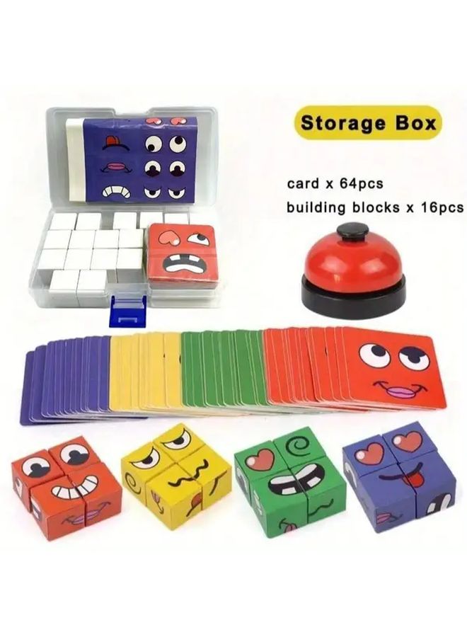 ١٦ قطعة بناء ٦٤ بطاقة صندوق ملون لعبة مكتبية مع جرس إجابة للمتعة العائلية - Image 4