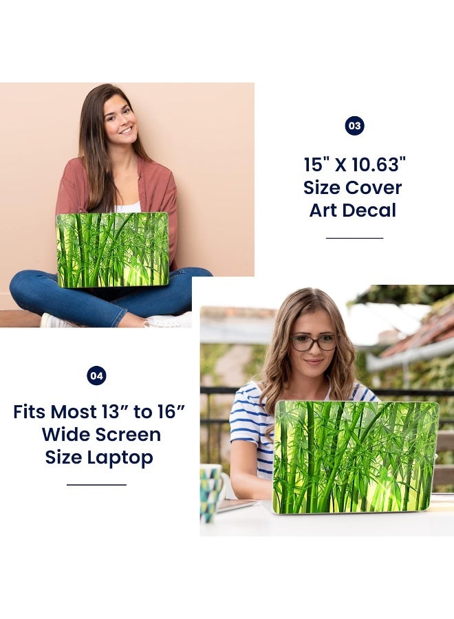 LSS 15 15.6 Inches Laptop Notebook Skin Sticker with 2 Wrist Pads - Reusable Cover Protector Vinyl Sticker Cover Decal Fits 13" - 16" HP Dell Lenovo Apple Asus Acer Samsung - Bamboo in Forest - Image 3