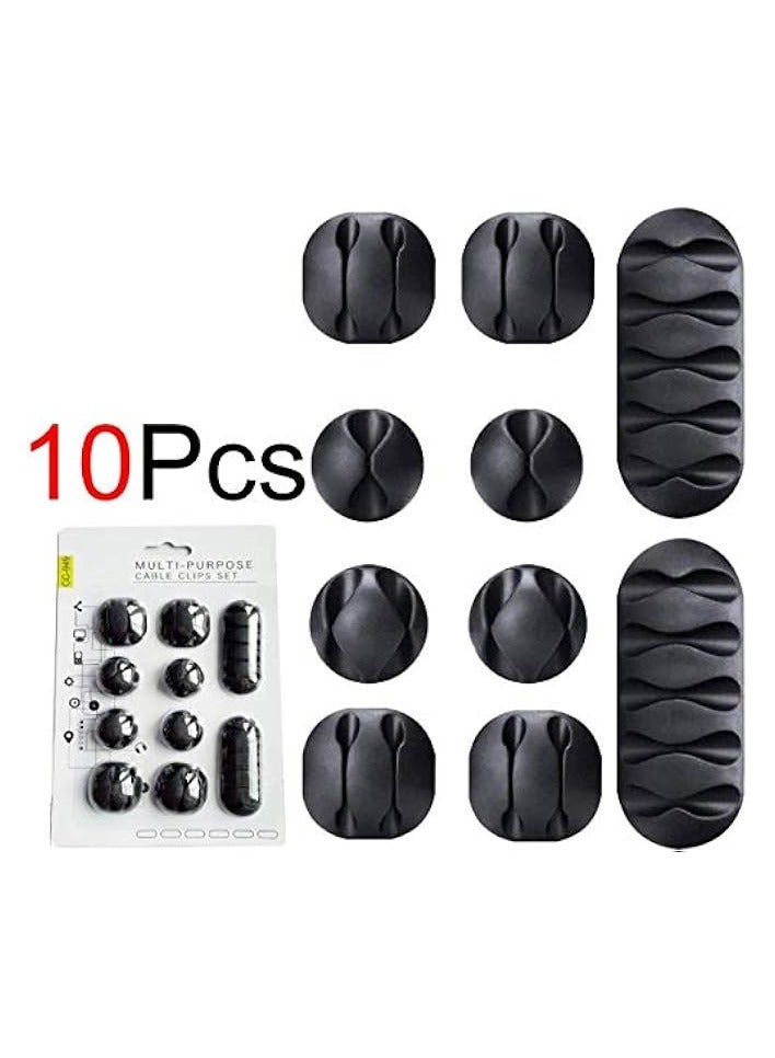 erorex Set of 10 USB Cable Clips, Strong Adhesive Silicone Desktop Cable Organizer Wire Holder Multipurpose Cord Management Accessories for Home and Office（ Black） - Image 4