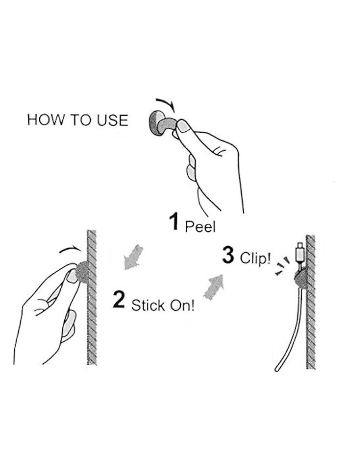 erorex Set of 10 USB Cable Clips, Strong Adhesive Silicone Desktop Cable Organizer Wire Holder Multipurpose Cord Management Accessories for Home and Office（ Black） - Image 2