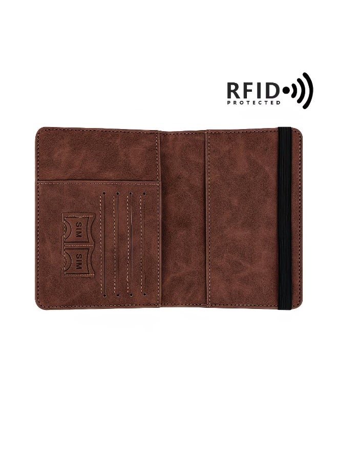 QUALITY RFID-Blocking Passport Holder – Slim PU Leather Premium Quality Travel Wallet with Card Slots & Ticket Pocket – Secure Travel Document Organizer for Men & Women – Beige Brown (Khaki) - Image 2