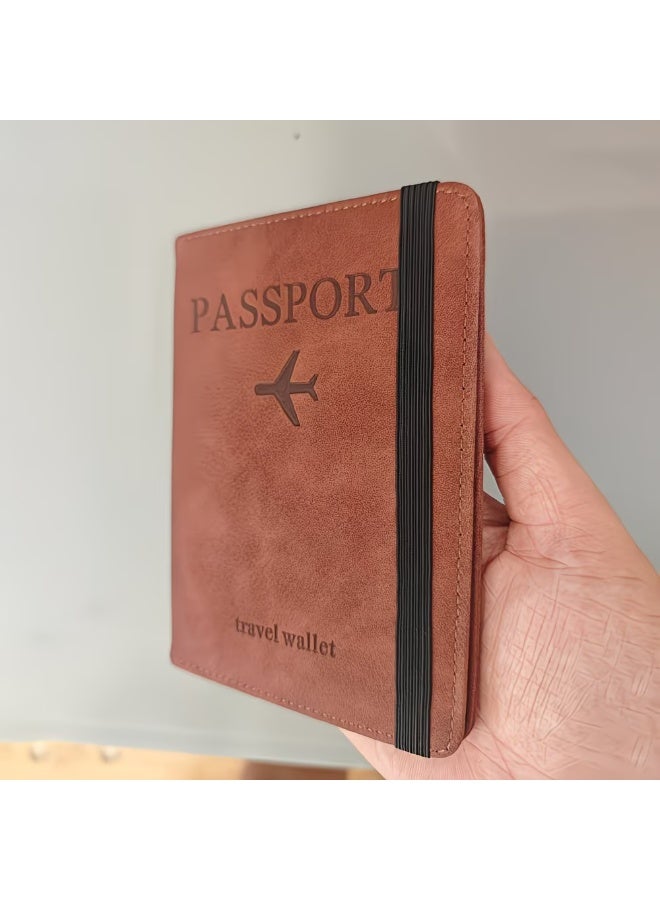 QUALITY RFID-Blocking Passport Holder – Slim PU Leather Premium Quality Travel Wallet with Card Slots & Ticket Pocket – Secure Travel Document Organizer for Men & Women – Beige Brown (Khaki) - Image 5