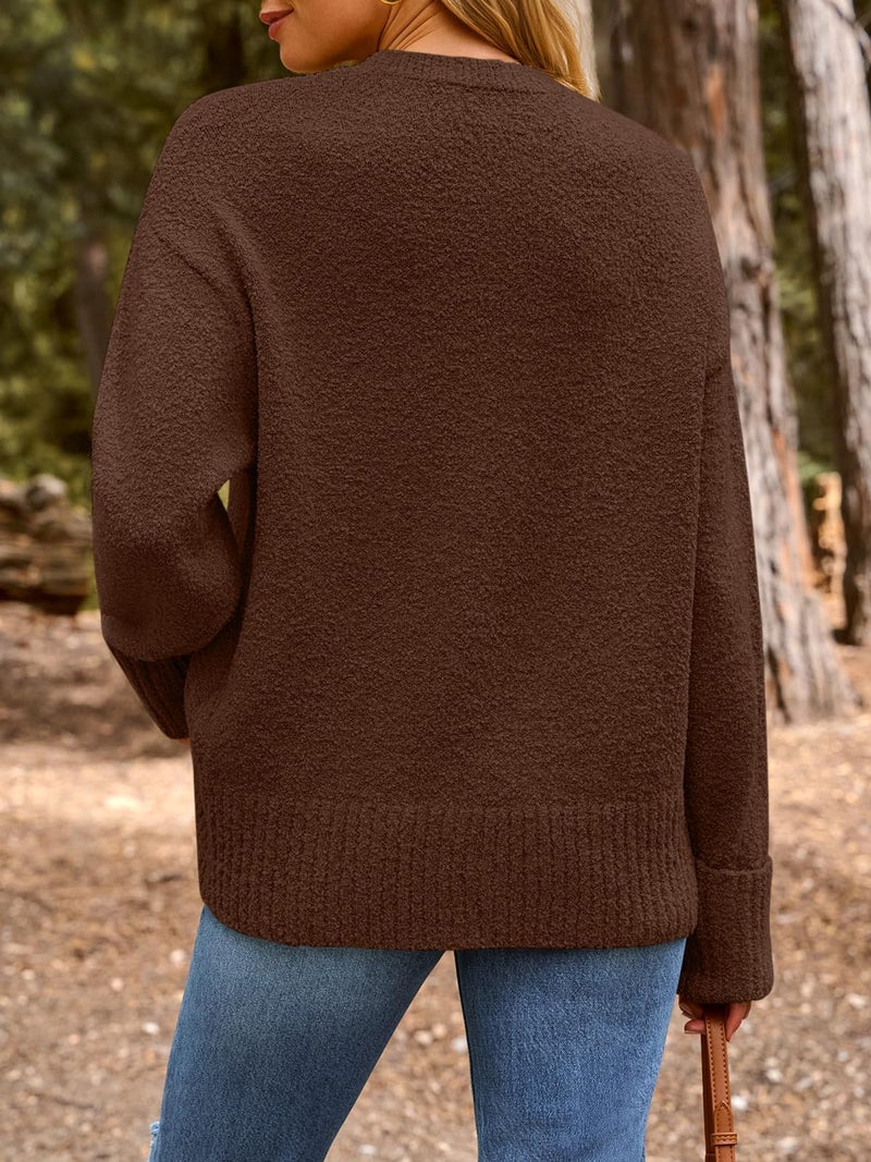 LILLUSORY Oversized Sweater Womens 2026 Fall Fashion Outfits Pullover Long Tunic Old Money Winter Cozy Clothes Cute Crewneck Trendy Knit Chunky Warm Knitted Ladies Top Teal Blue - Image 4