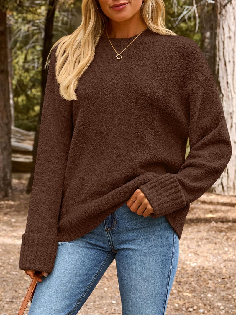 LILLUSORY Oversized Sweater Womens 2026 Fall Fashion Outfits Pullover Long Tunic Old Money Winter Cozy Clothes Cute Crewneck Trendy Knit Chunky Warm Knitted Ladies Top Teal Blue - Image 2