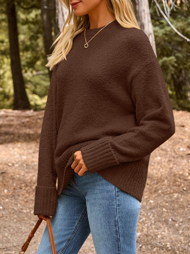 LILLUSORY Oversized Sweater Womens 2026 Fall Fashion Outfits Pullover Long Tunic Old Money Winter Cozy Clothes Cute Crewneck Trendy Knit Chunky Warm Knitted Ladies Top Teal Blue - Image 3