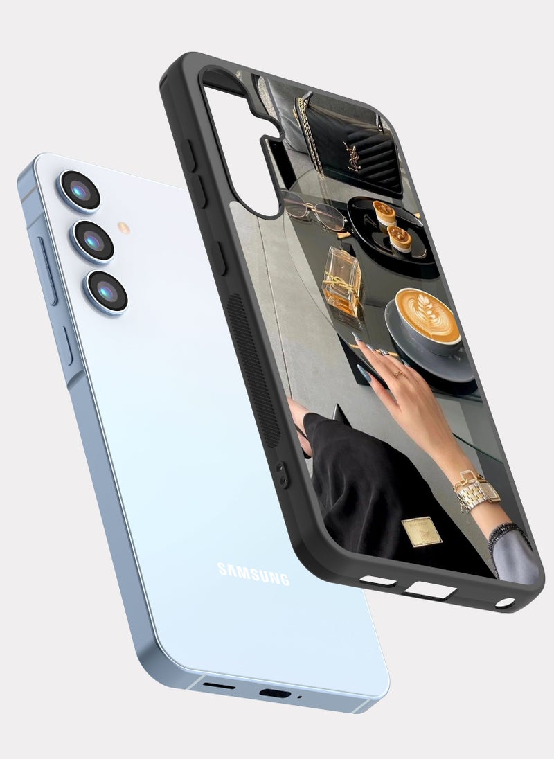 بكسلات كفر سامسونج جالكسي ايه 55 إيف سان لوران اسود رمادي - Image 2