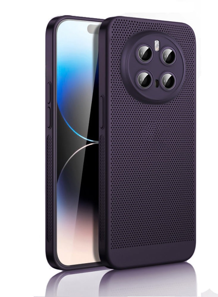 Heat Dissipation Case with Built in Camera Lens Protector Slim Fit Breathable Cooling Anti Fingerprint Hard PC Back Shockproof Cover For Honor Magic 7 Pro (Purple)