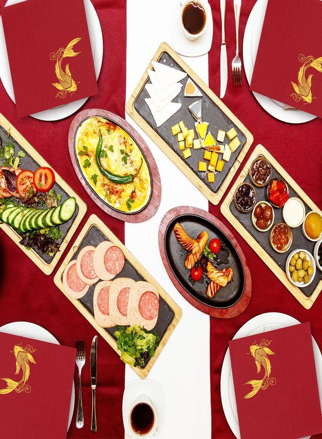 Whaline 80Pcs Chinese New Year Cocktail Napkin Gold Foil Koi Fish Disposable Paper Napkin Red Spring Festival Drink Beverage Napkin for Party Decor Supplies - Image 5