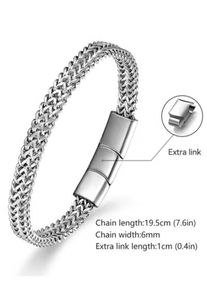 Bracelets for Men-Stainless Steel Magnetic Clasp Franco Chain Mens Bracelet - Image 2