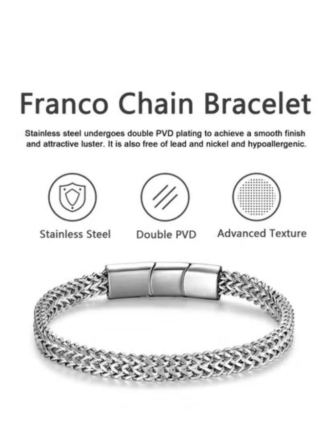 Bracelets for Men-Stainless Steel Magnetic Clasp Franco Chain Mens Bracelet - Image 3