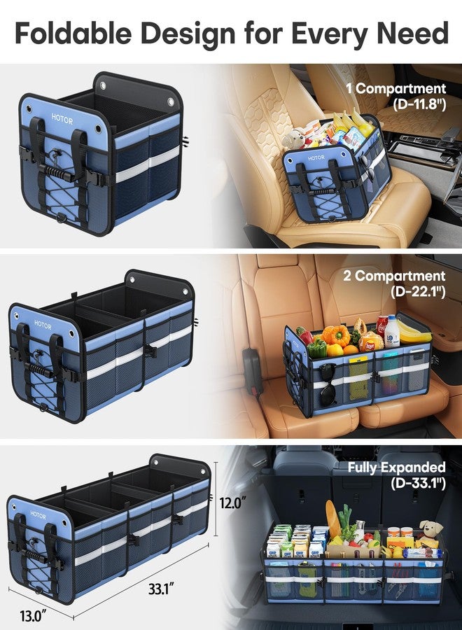 HOTOR Trunk Organizer for SUV - Car Storage Box with Reflective Strips, Collapsible Car Organizer with Large Capacity, Essential Car Accessories for Truck, Van & Sedan, Blue, 22.1" x 13.0" x 12.0" - Image 2
