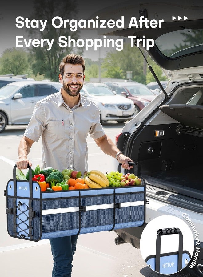 HOTOR Trunk Organizer for SUV - Car Storage Box with Reflective Strips, Collapsible Car Organizer with Large Capacity, Essential Car Accessories for Truck, Van & Sedan, Blue, 22.1" x 13.0" x 12.0" - Image 3