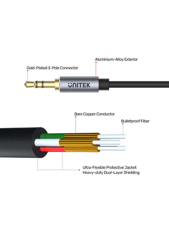 UNITEK Aux Male to Female Cable for Audio Cable Extension Headphone Extension Cable (3.5mm Male Plug to 3.5mm Female Jack) Stereo Audio Extension Cable,1M  - Image 4