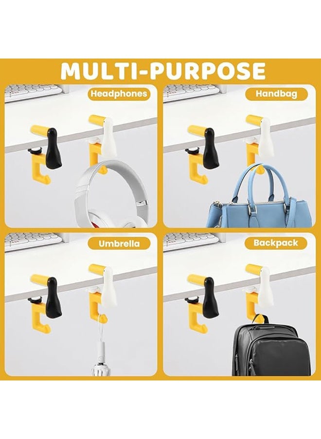 3PCS Portable Duck Shaped Detachable Non,Slip Folding Table Hook – No-Drill Purse Hanger & Bag Clamp for School Office Desk Storage & Organization - Image 4
