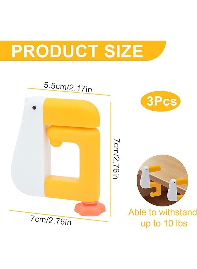 3PCS Portable Duck Shaped Detachable Non,Slip Folding Table Hook – No-Drill Purse Hanger & Bag Clamp for School Office Desk Storage & Organization - Image 2