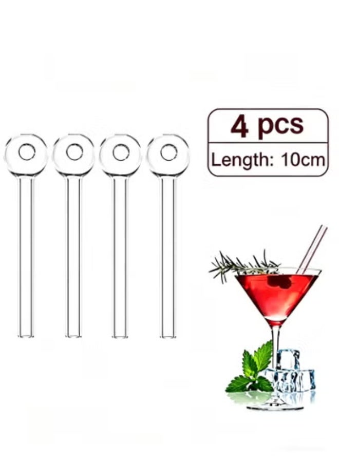 Risen 4 Pcs Glass Straws Pipe Shatter Resistant 4 Inch Short Reusable Glass Straw Dishwasher Safe Bar Drinking Straws Perfect For Cocktail Smoothies Coffee Juice Clear - Image 1