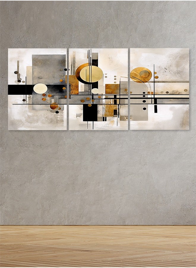 ماركتنا لوحة جدارية فنية لتزين الحائط بتصميم تجريدي ثلاث قطع مقاس 120X60سم  - Image 1