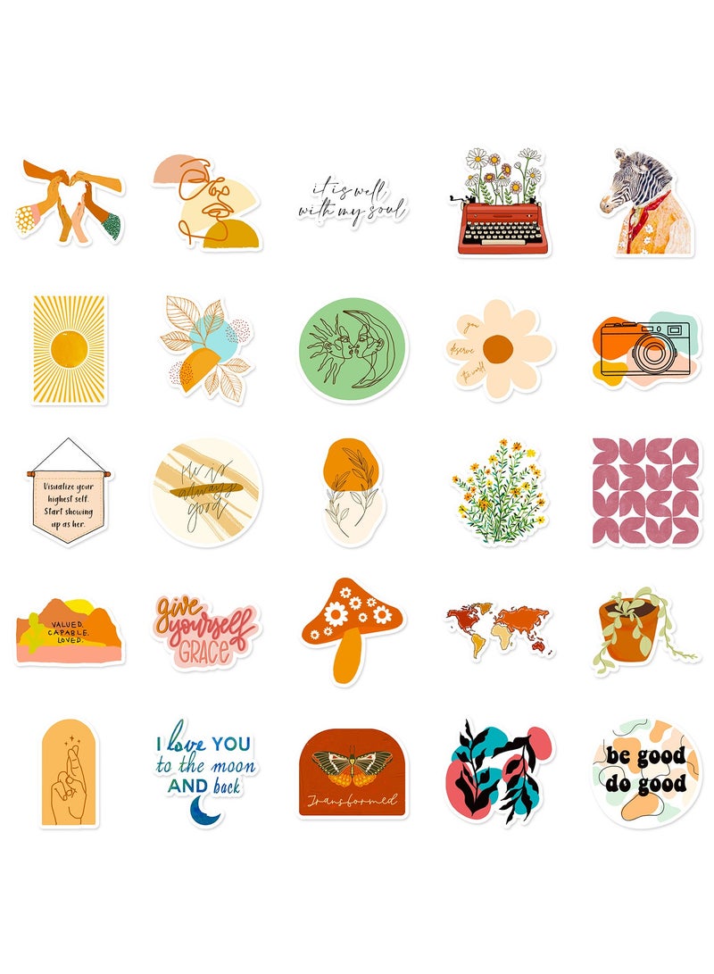 قوس قزح أورينبو 50 قطعة من ملصقات بوهو الجمالية اللطيفة من الفينيل ملصقات مقاومة للماء ديكور فني لزجاجة المياه والكمبيوتر المحمول والهاتف وملصقات التزلج للفتيات المراهقات - Image 5