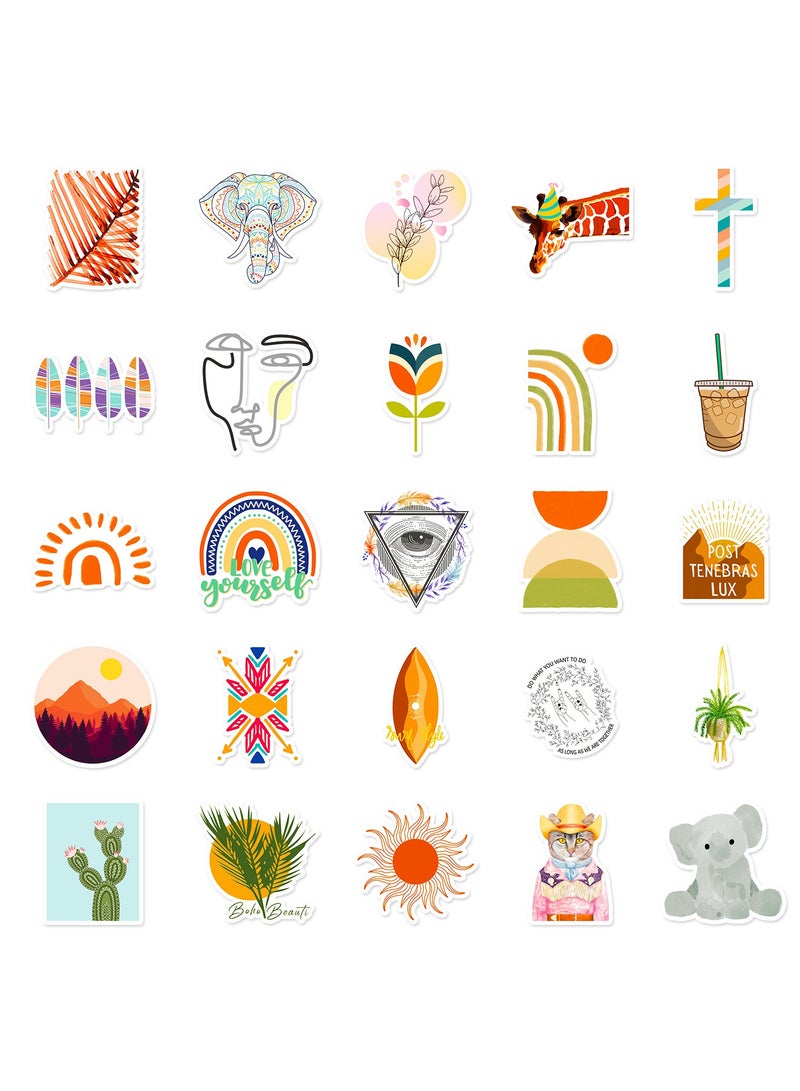 قوس قزح أورينبو 50 قطعة من ملصقات بوهو الجمالية اللطيفة من الفينيل ملصقات مقاومة للماء ديكور فني لزجاجة المياه والكمبيوتر المحمول والهاتف وملصقات التزلج للفتيات المراهقات - Image 4