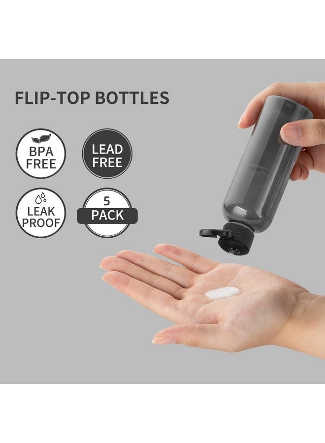 ليزا بيك زجاجات سفر بسعة 3.4 أونصة مع غطاء قلاب (5 قطع) حاوية موزع فارغة لمستحضرات التجميل بحجم السفر (100 مل، أسود) - Image 2