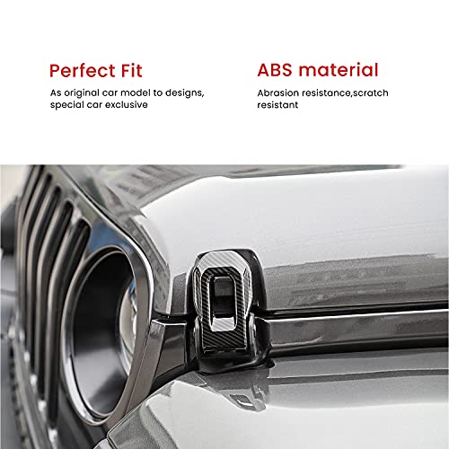 Hoolcar Hood Latch Lock Catch Brackets Cover for 2018-2021 Jeep Wrangler JL JLU & 2020-2021 Gladiator JT, Carbon Fiber - Image 5