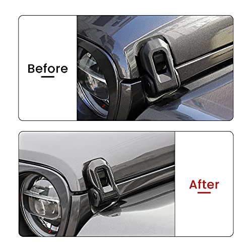 Hoolcar Hood Latch Lock Catch Brackets Cover for 2018-2021 Jeep Wrangler JL JLU & 2020-2021 Gladiator JT, Carbon Fiber - Image 3