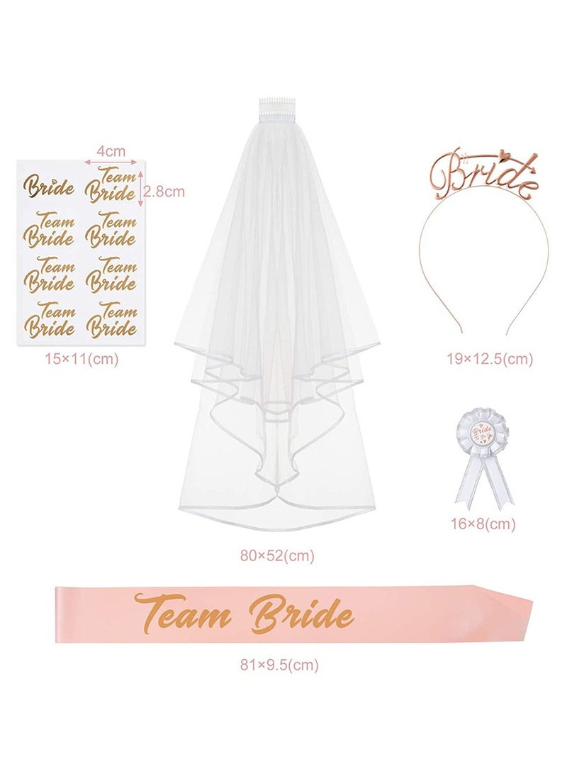 Bride To Be Printed Sash With Crown and Shoulder Length Veil Set  - Image 4