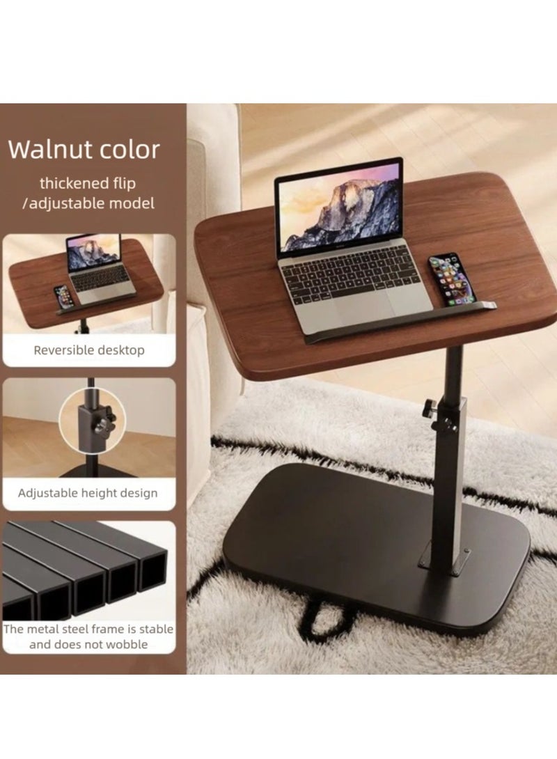 طاولة جانبية شكل C بلون الجوز ارتفاع قابل للتعديل دوارة 360 درجة سطح طاولة دوار طاولة نهاية متحركة للأريكة سرير حوض الاستحمام غرفة المعيشة - Image 2