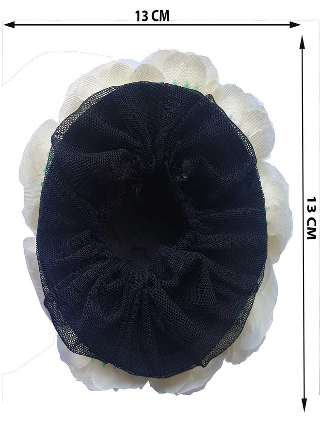 Foreign Holics Beautiful White Flowers Hair Gajra Bun Accessory for Women, 20 gm - Image 2
